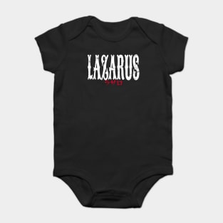 Lazarus Anime Title Black and White Typography Streetwear Style Edit Baby Bodysuit